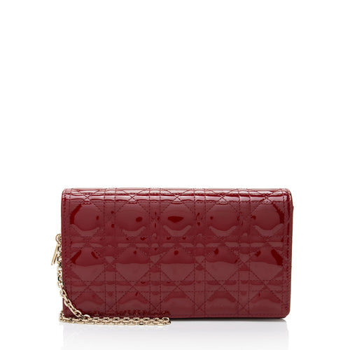 Dior Patent Leather Cannage Lady Dior Wallet on Chain (SHF-w2ghq7)