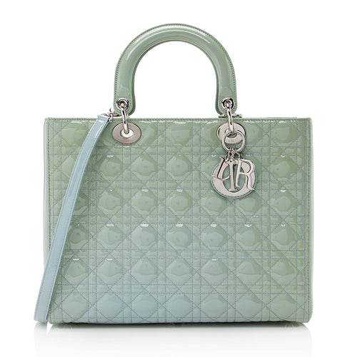 Dior Patent Leather Lady Dior Large Tote (SHF-22040)