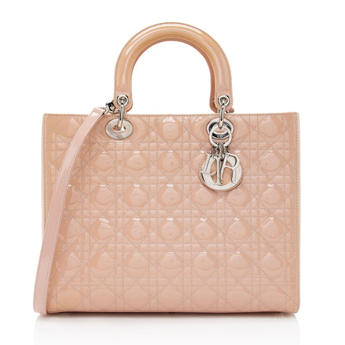 Dior Patent Leather Lady Dior Large Tote (SHF-22412)