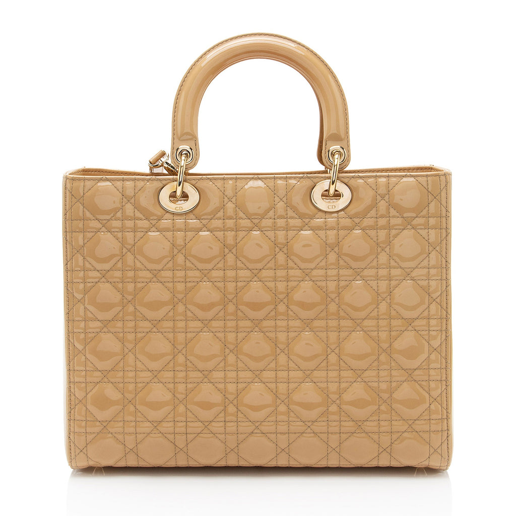 Dior Patent Leather Lady Dior Large Tote (SHF-EZ4EwJ)