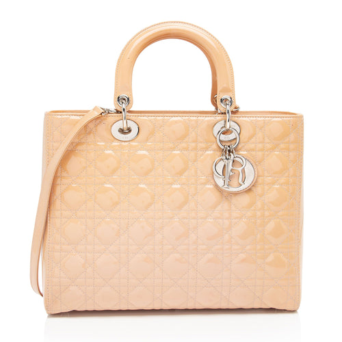 Dior Patent Leather Lady Dior Large Tote (SHF-2qzbI4)