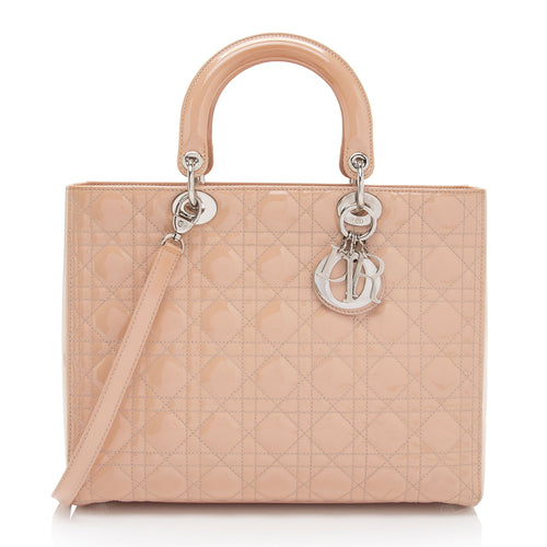 Dior Patent Leather Lady Dior Large Tote (SHF-oF5d9t)