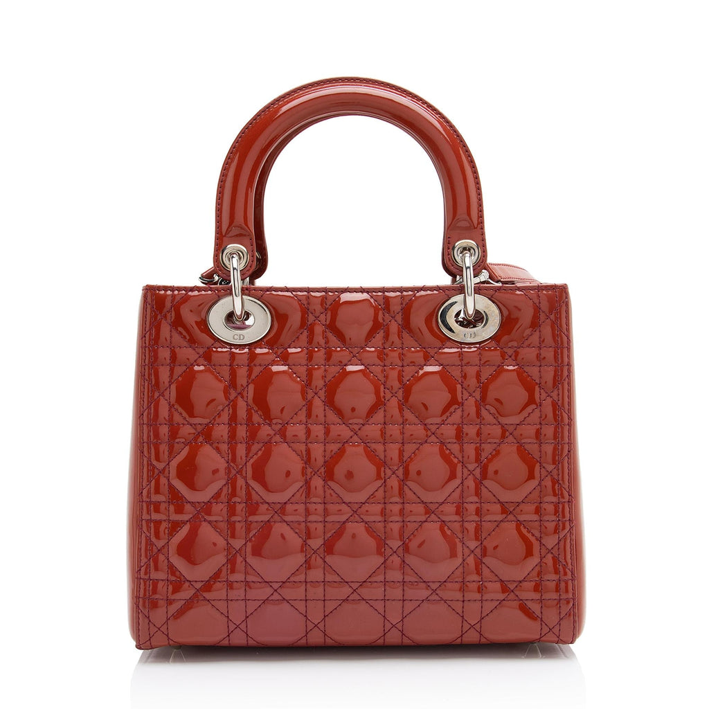 Dior Patent Leather Lady Dior Medium Tote (SHF-23564)