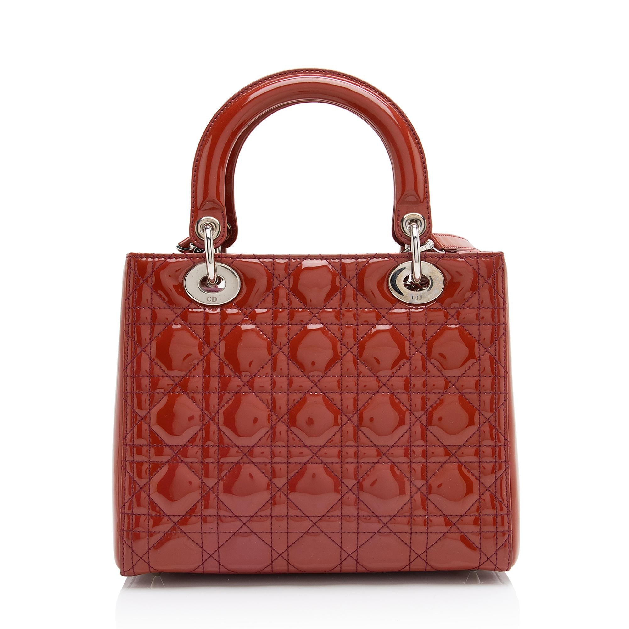 Dior Patent Leather Lady Dior Medium Tote (SHF-23564)