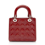 Dior Patent Leather Lady Dior Medium Tote (SHF-KM7Orb)