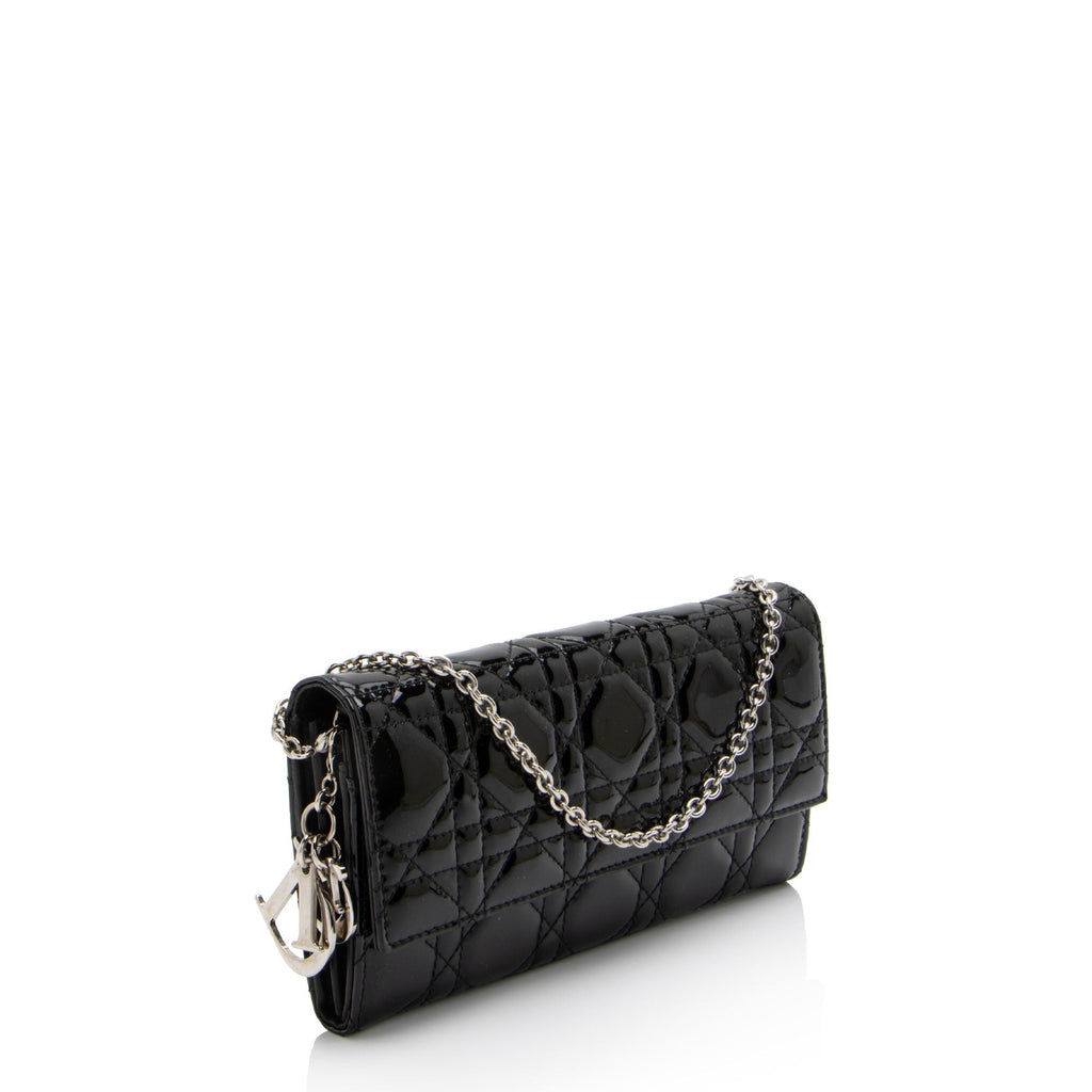 Dior Patent Leather Lady Dior Wallet on Chain (SHF-rovhu8)