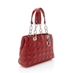 Dior Patent Leather Soft Cannage Lady Dior Small Shopping Tote (SHF-vm0Byx)