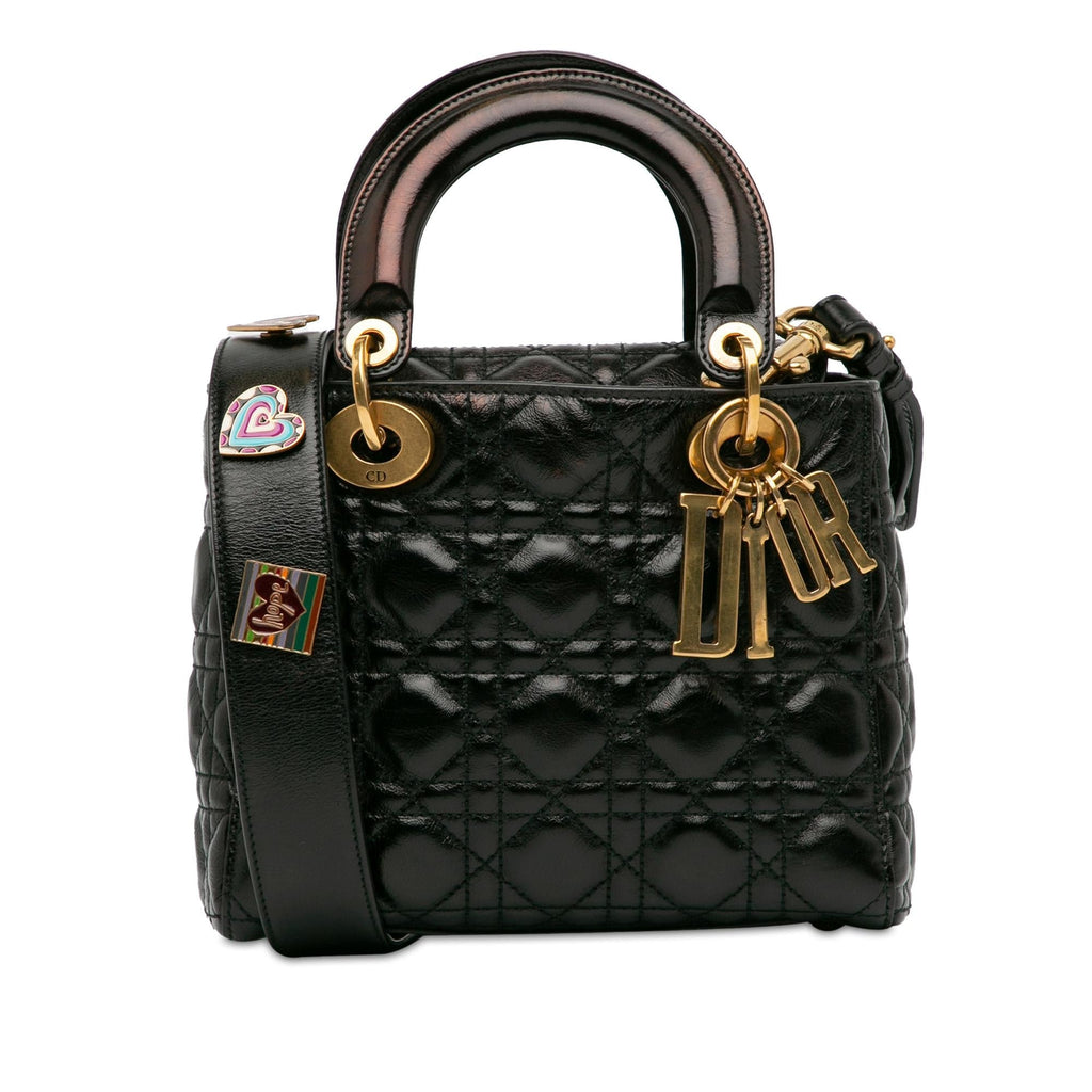 Dior Small Crinkled Patent Cannage Lucky Badges My Lady Dior (SHG-hlArBP)