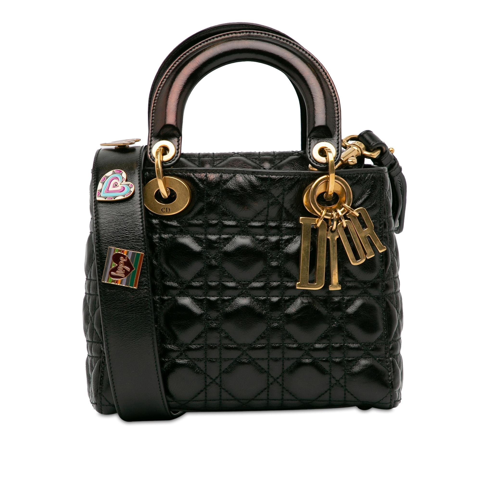 Dior Small Crinkled Patent Cannage Lucky Badges My Lady Dior (SHG-hlArBP)