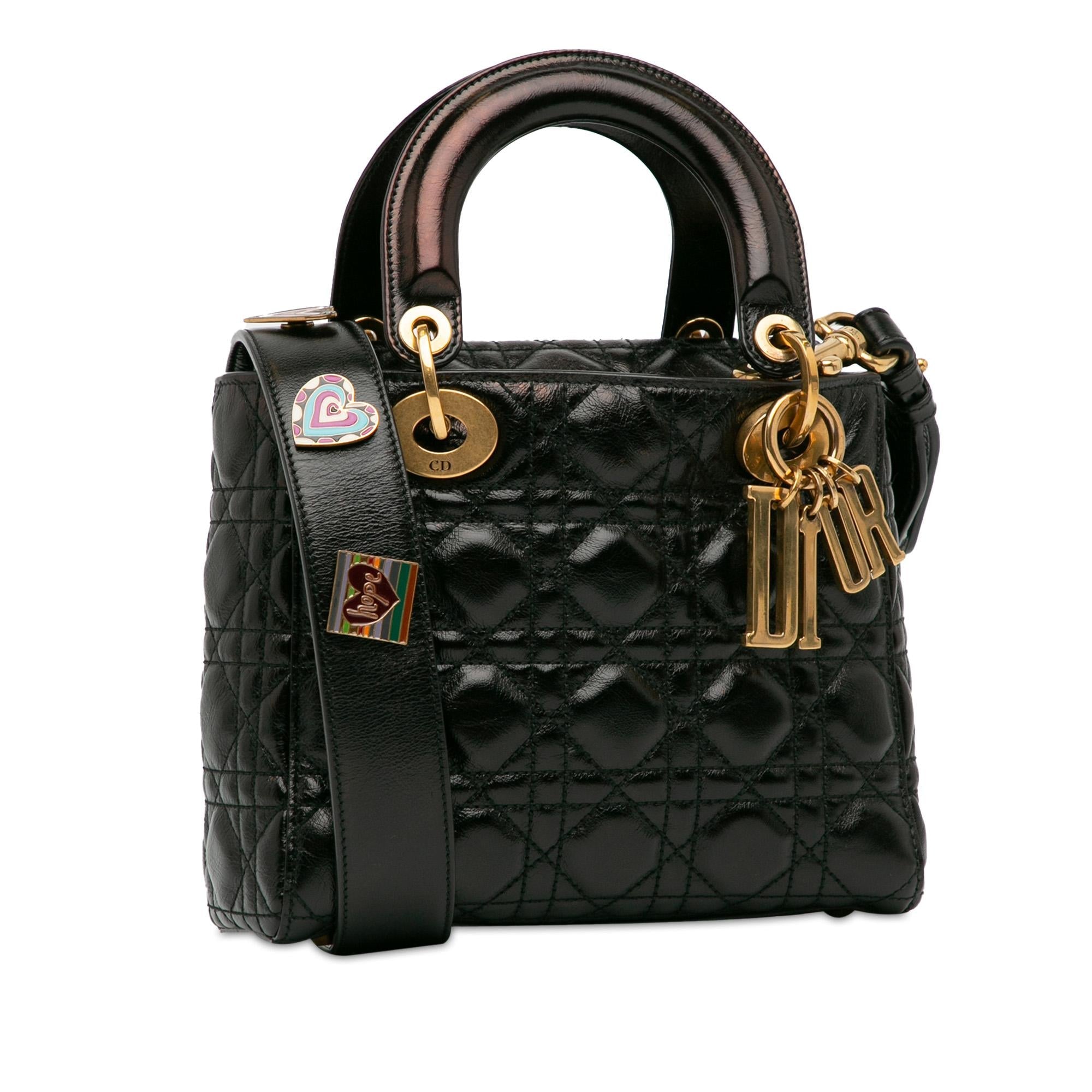 Dior Small Crinkled Patent Cannage Lucky Badges My Lady Dior (SHG-hlArBP)