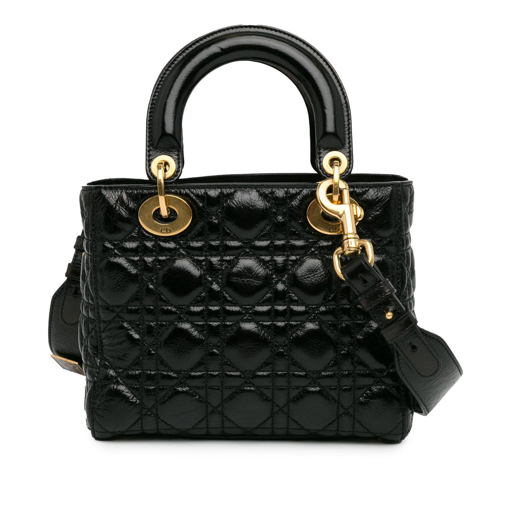 Dior Small Crinkled Patent Cannage Lucky Badges My Lady Dior (SHG-MjDnlI)