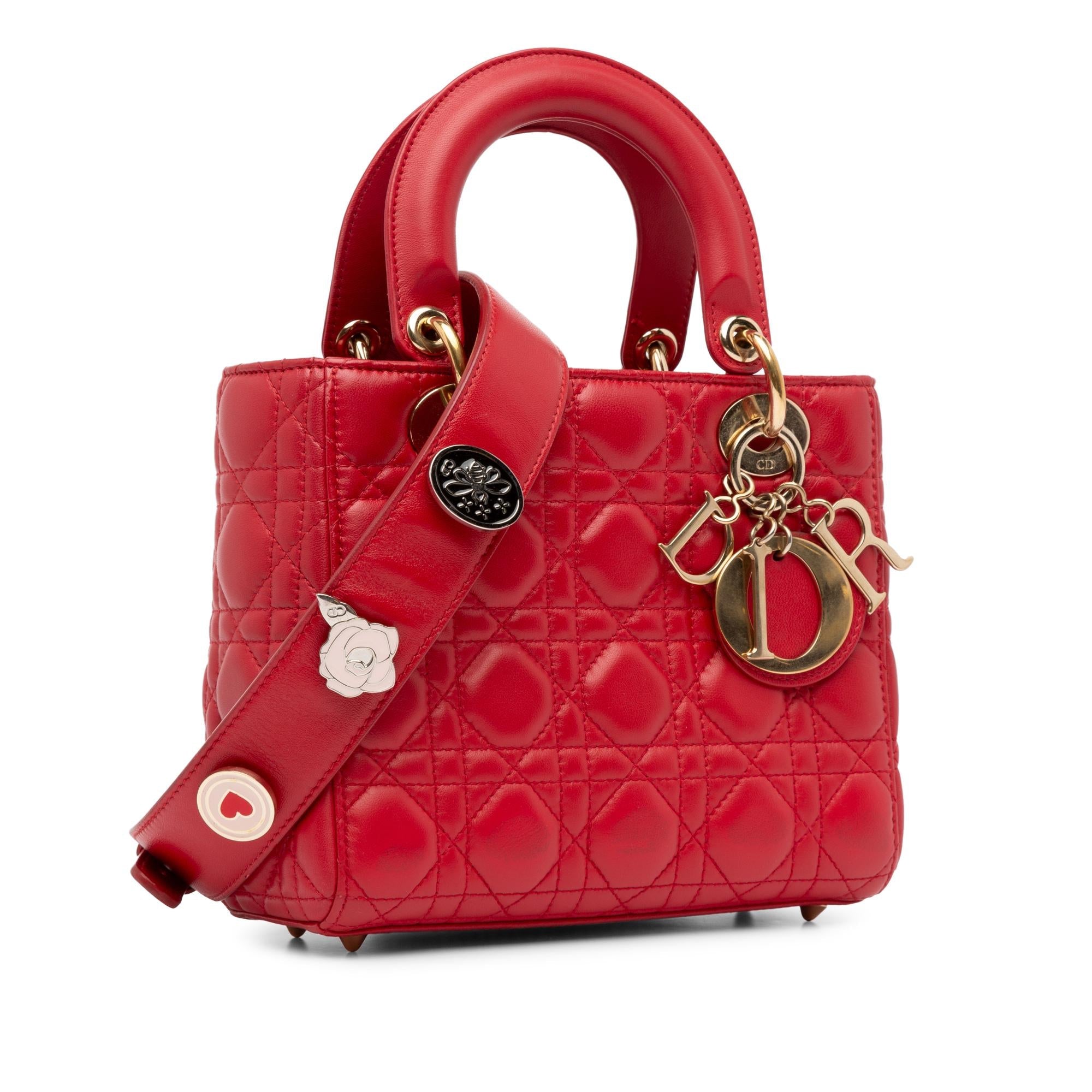 Dior Small Lambskin Cannage Lucky Badges My Lady Dior (SHG-DVBuov)