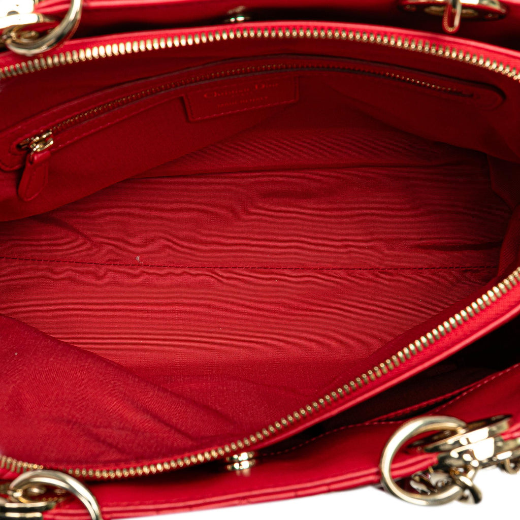 Dior Small Lambskin Cannage Soft Zipped Shopping Tote (SHG-AncejF)