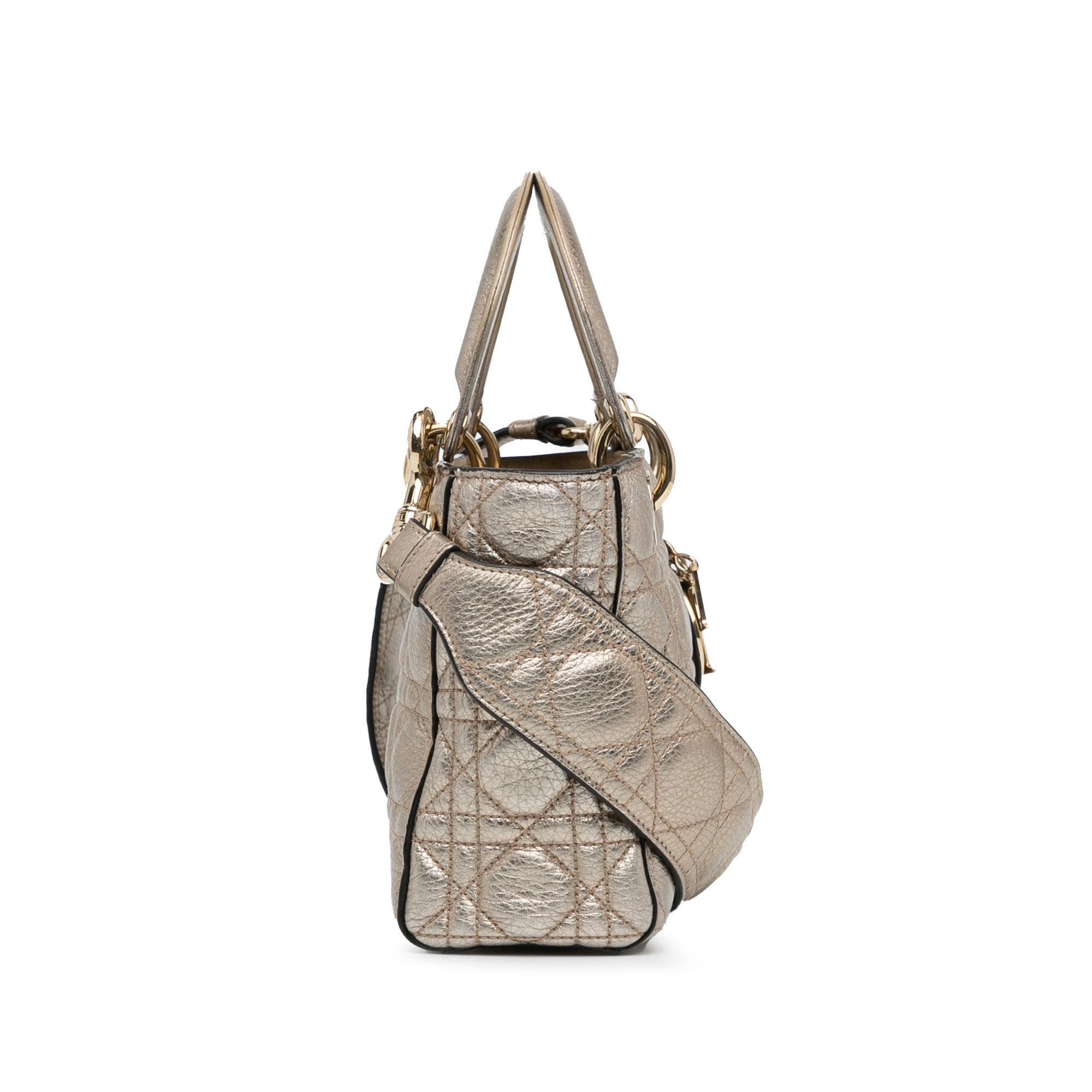 Dior Small Metallic Calfskin Cannage Supple Lady Dior (SHG-8pOeRj)