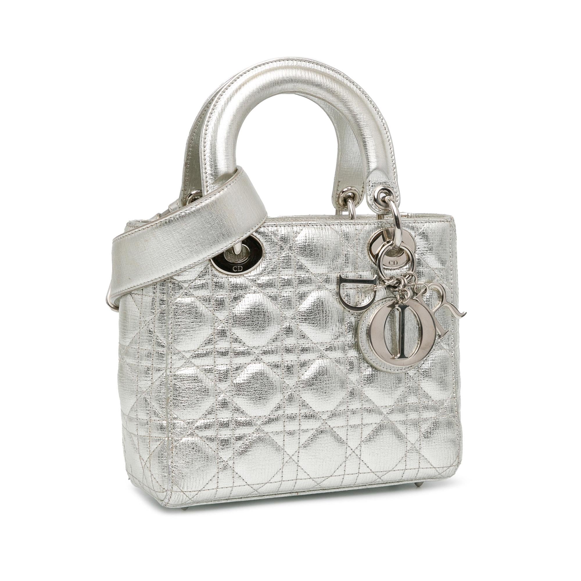 Dior Small Metallic Grained Calfskin Cannage Lucky Badges My Lady Dior (SHG-bWYB1W)