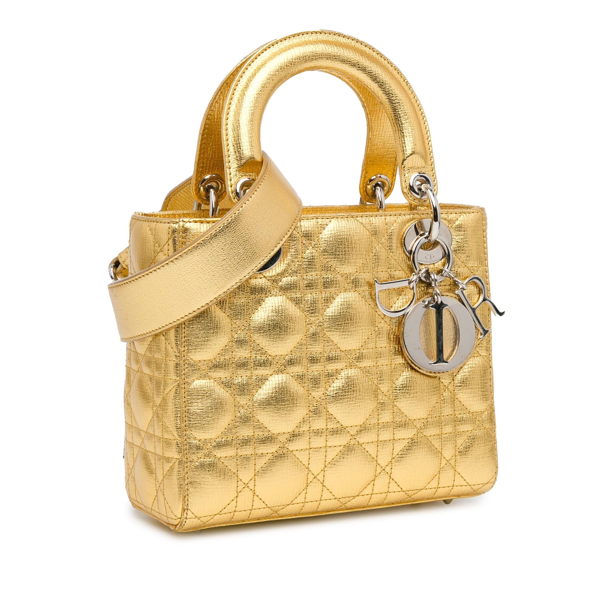 Dior Small Metallic Grained Calfskin Cannage Lucky Badges My Lady Dior (SHG-g4rqaN)