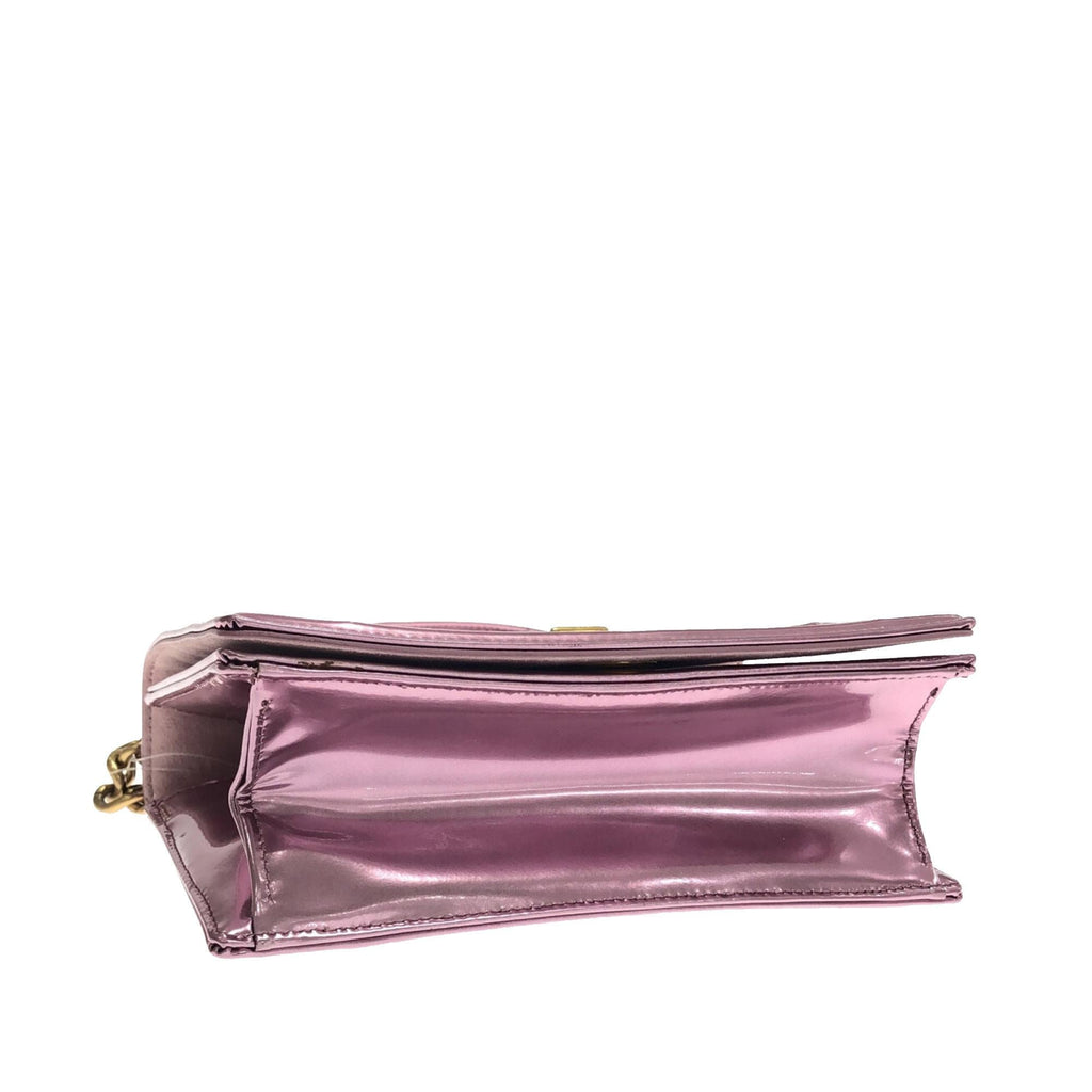 Dior Small Studded Metallic Patent Diorama Flap (SHG-d9sLuM)