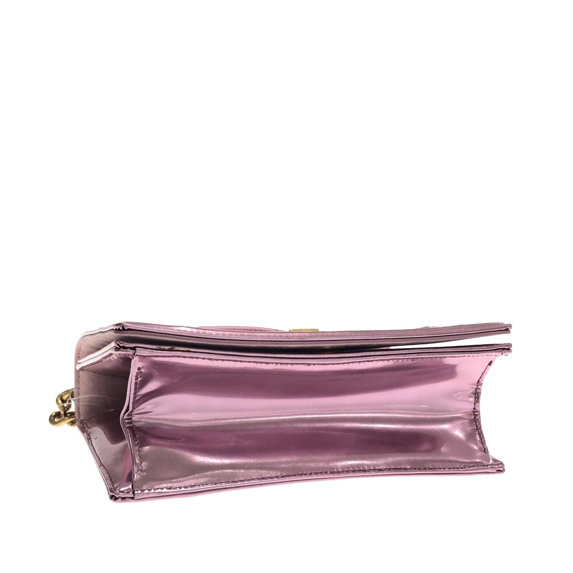 Dior Small Studded Metallic Patent Diorama Flap (SHG-d9sLuM)