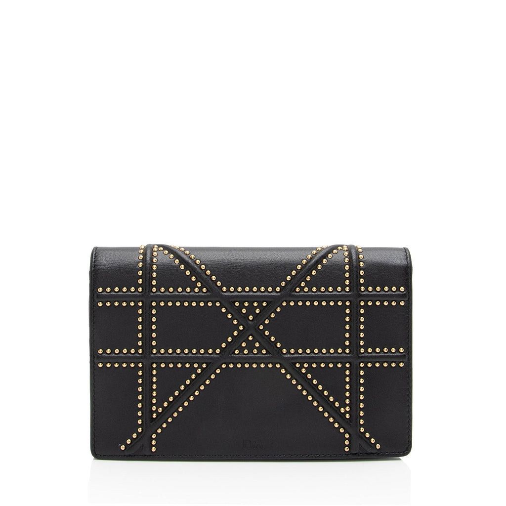 Dior Calfskin Studded Diorama Wallet on Chain Bag (SHF-c4jLp0)