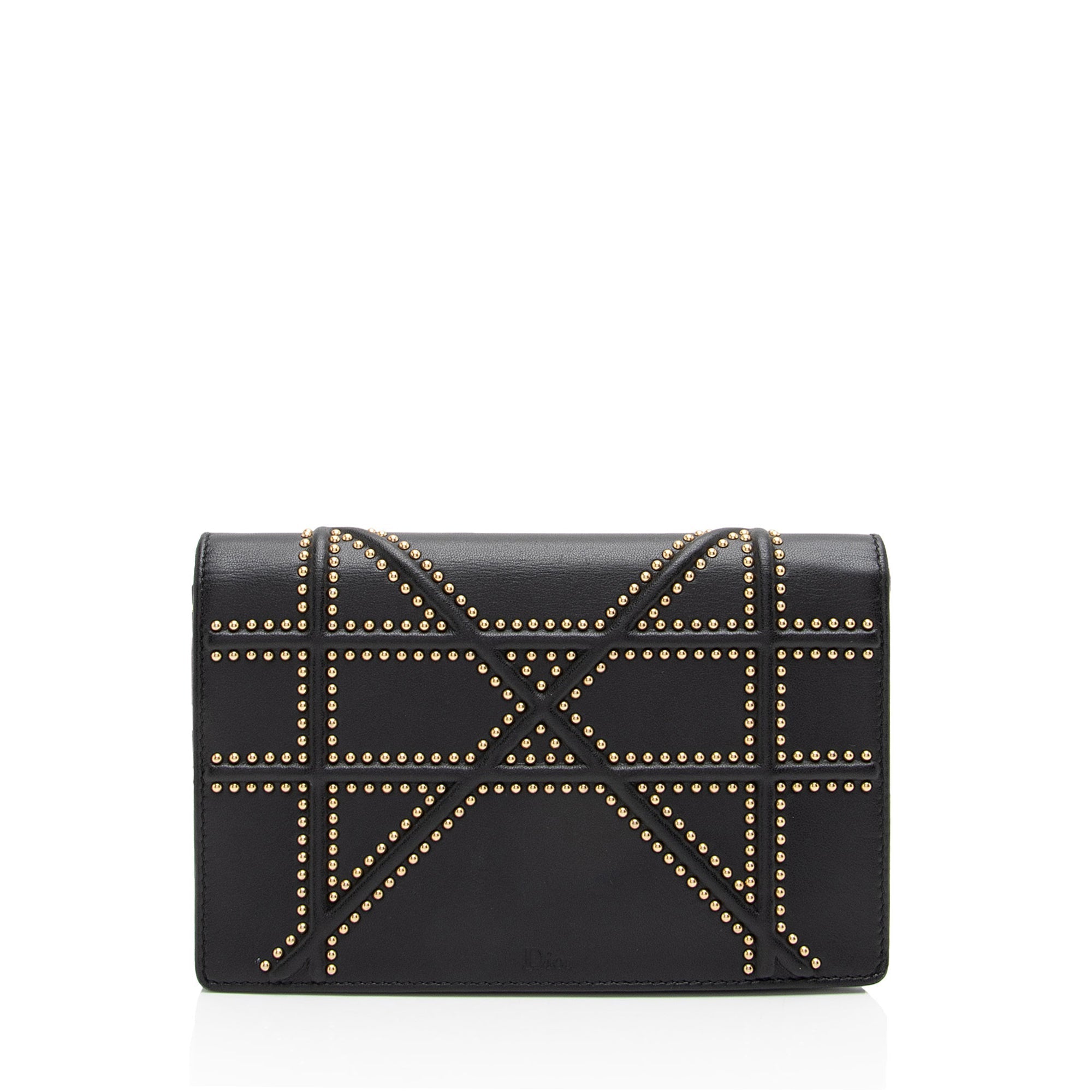 Dior Calfskin Studded Diorama Wallet on Chain Bag (SHF-c4jLp0)