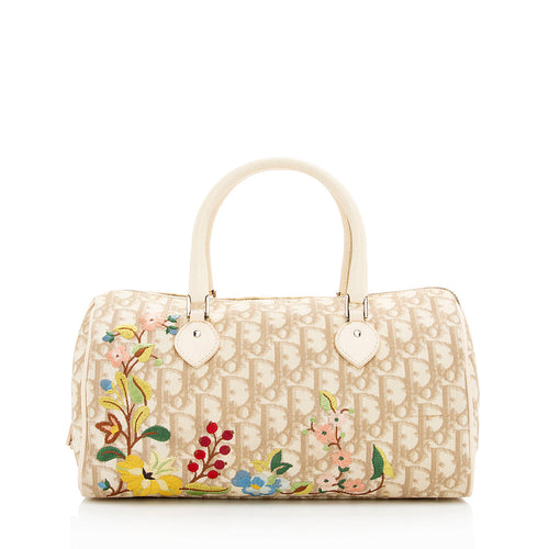Dior Vintage Embroidered Flowers Satchel (SHF-18817)