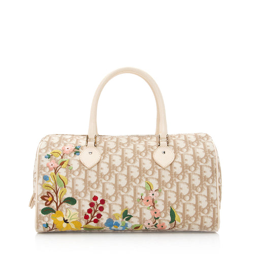 Dior Vintage Embroidered Flowers Satchel (SHF-21051)