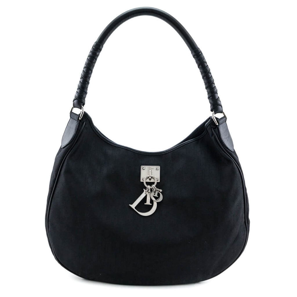 Dior Black Canvas Diorissimo Lovely Large Hobo
