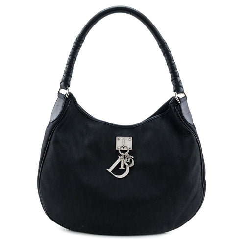 Dior Black Canvas Diorissimo Lovely Large Hobo