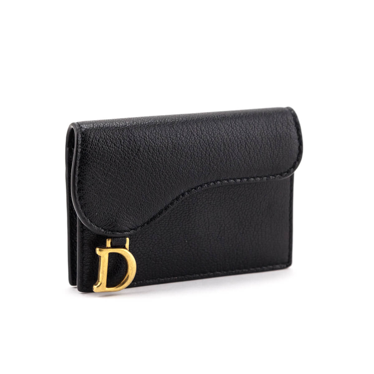 Dior Black Goatskin Saddle Card Holder