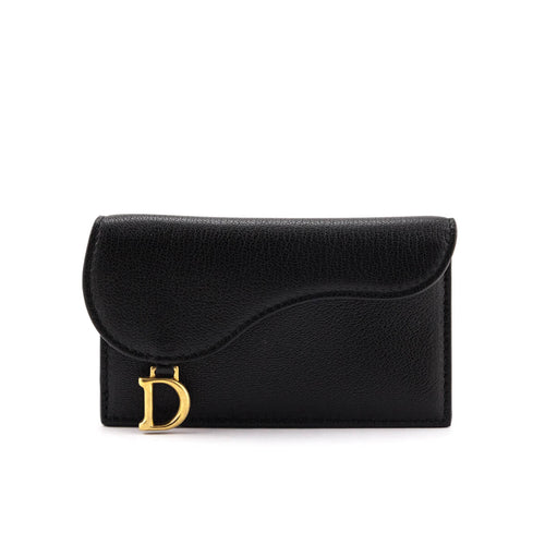 Dior Black Goatskin Saddle Cosmos Card Holder