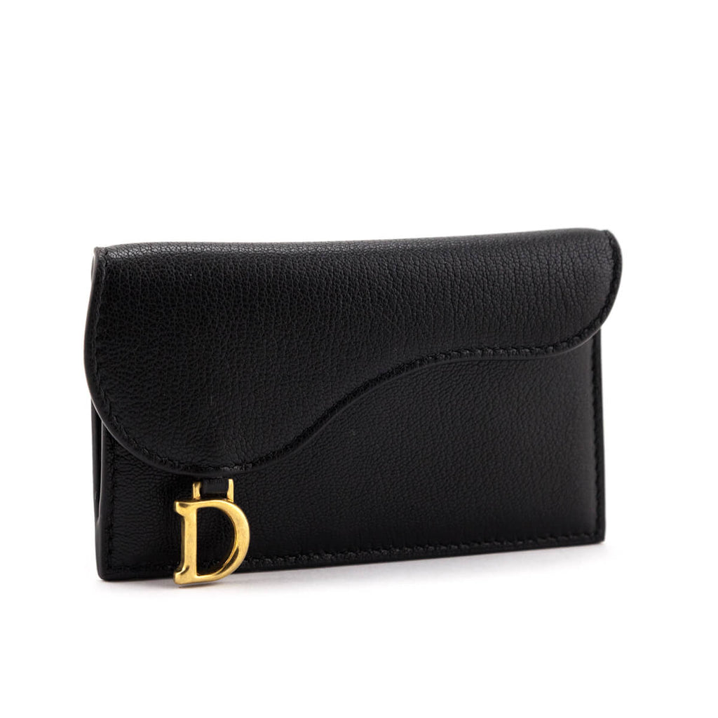 Dior Black Goatskin Saddle Cosmos Card Holder