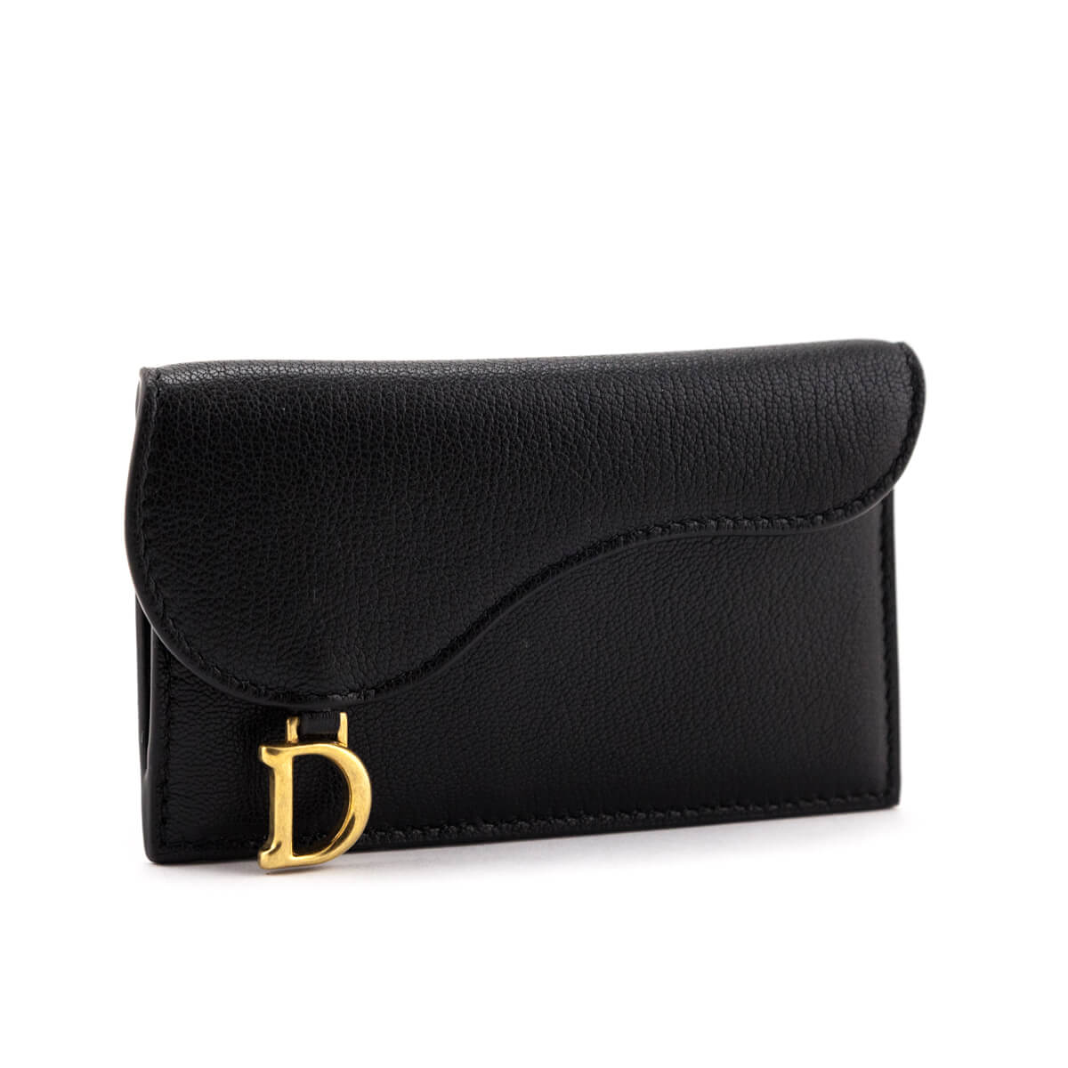 Dior Black Goatskin Saddle Cosmos Card Holder