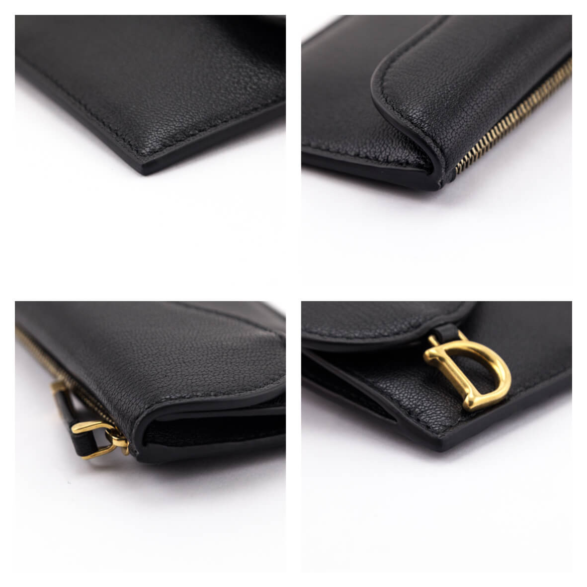 Dior Black Goatskin Saddle Cosmos Card Holder