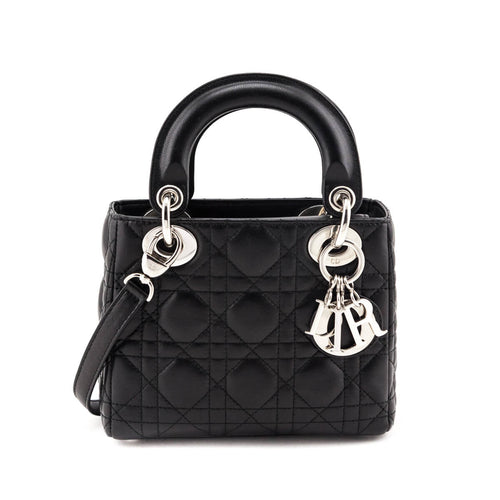 Dior Black Lambskin Cannage Mini Lady Dior