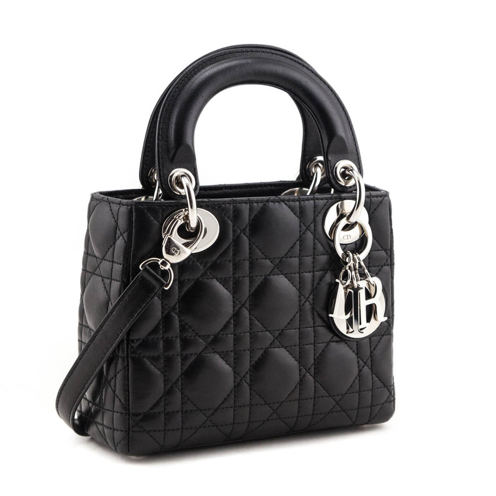 Dior Black Lambskin Cannage Mini Lady Dior
