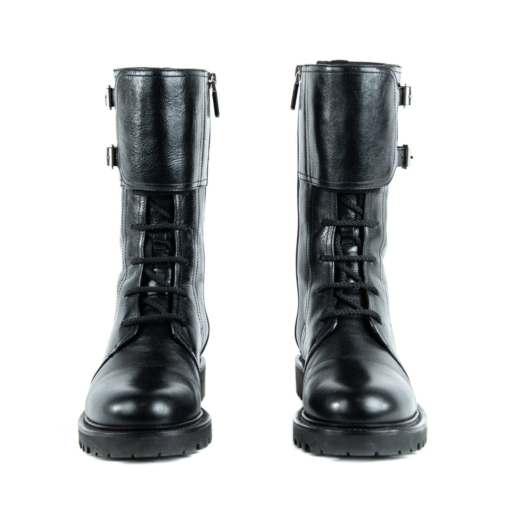 Dior Black Leather Combat Boots Size US 9 | EU 39