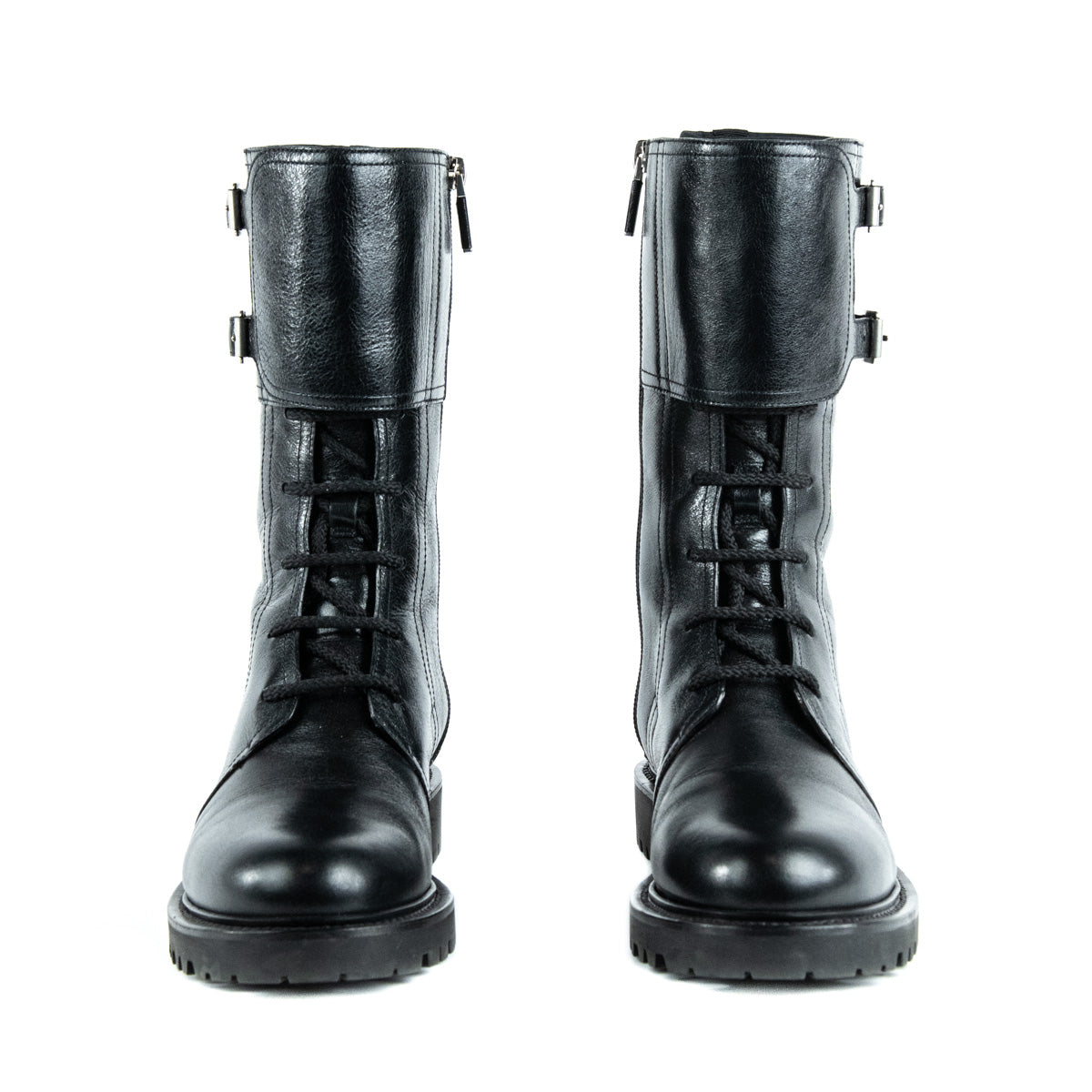 Dior Black Leather Combat Boots Size US 9 | EU 39