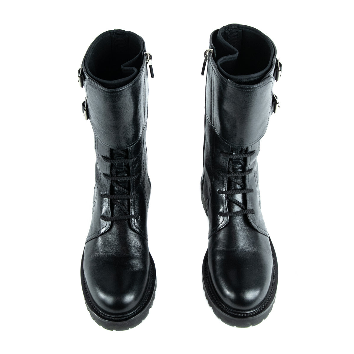 Dior Black Leather Combat Boots Size US 9 | EU 39