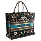 Dior Black Multicolor Embroidered Large Book Tote