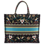Dior Black Multicolor Embroidered Large Book Tote
