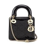 Dior Black Patent Cannage Mini Lady Dior Bag