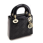 Dior Black Patent Cannage Mini Lady Dior Bag