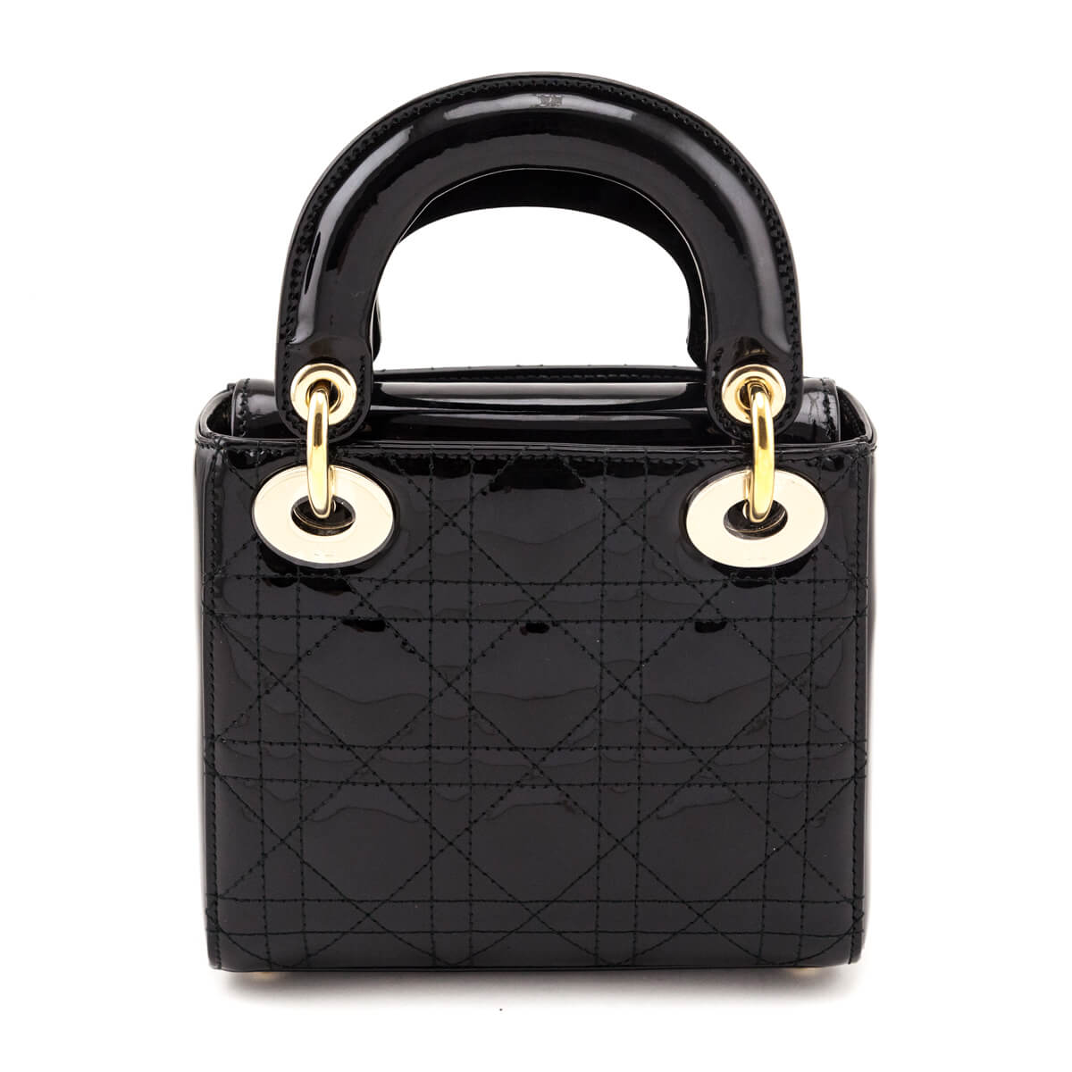Dior Black Patent Cannage Mini Lady Dior Bag