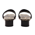 Dior Black & Beige Embroidered Canvas Dway Heeled Slides Size US 8.5 | EU 38.5