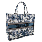 Dior Blue Canvas Embroidered Butterfly 2023 Large Book Tote