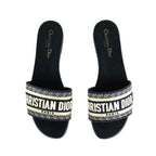 Dior Blue Embroidered Dway Slides Size US 9.5 | EU 39.5