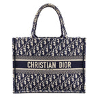 Dior Blue Oblique Embroidery Medium Book Tote