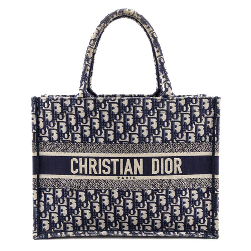 Dior Blue Oblique Embroidery Medium Book Tote