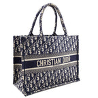 Dior Blue Oblique Embroidery Medium Book Tote