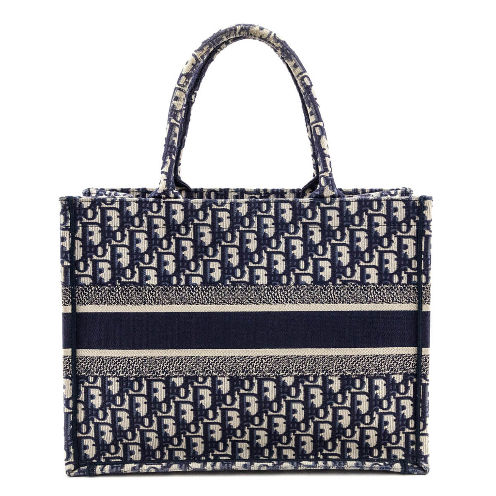 Dior Blue Oblique Embroidery Medium Book Tote